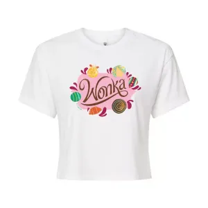 Укороченная футболка с принтом «Wonka Candy» для юниоров Licensed Character, белый