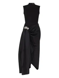 Драпированное платье, украшенное кристаллами David Koma, черный