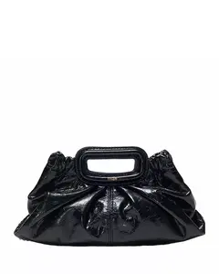 Миниатюрный клатч из потрескавшейся кожи Maje, черный