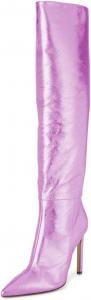 Женские металлические сапоги FSJ до колена с закрытым носком, на высоком каблуке-шпильке, размеры 4-15 США, Purple