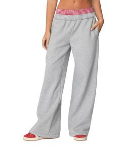 Спортивные брюки-боксеры в мелкую клетку Edikted, серый