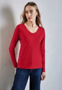 Топ с длинными рукавами и v-образным вырезом mit gerundetem Street One, Rot