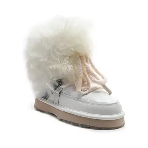 Зимние ботинки из глянцевой размытой кожи с добавлением шерсти Emu Australia, белый