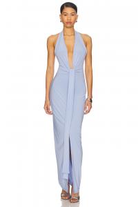 X revolve платье с завязками на шее Norma Kamali, celestial blue