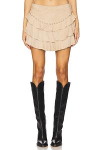 Мини-юбка с оборками Understated Leather, beige