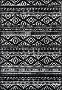 Ковер SAFAVIEH, 92 x 153 см, Tulum Collection, Black & Ivory, марокканский богемно-племенной дизайн, не линяет и прост в уходе, идеален для помещений с высокой проходимостью: прихожая, гостиная, спальня (TUL272Z)