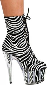 Ботильоны ZHLONG на платформе с экстримально высокими каблуками 15 см, зебровый узор, шнуровка, сексуальные для стрип-пластики, боковая молния, размеры 35-46, Zebra Pattern