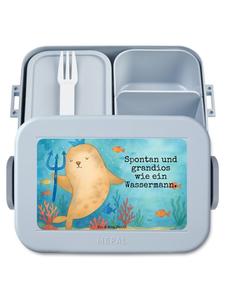 Mr. & Mrs. Panda Ланчбокс с изображением знака зодиака Водолей и надписью пастельно-голубого цвета