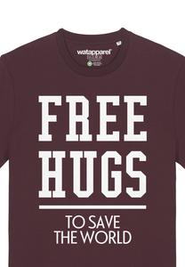 Футболка с принтом FREE HUGS TO SAVE THE WORLD watapparel, темно-красный