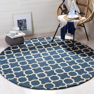 Круглый ковер 183 x 183 см ручной работы SAFAVIEH Cambridge Collection Navy/Ivory CAM130G из премиальной марокканской шерсти