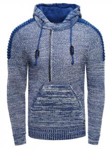 Свитер контрастной вязки с капюшоном и застежкой-молнией на 1/2 дюйма, цвет Saxo Rusty Neal