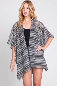 TRUEDAMES Вязаная крючком накидка с открытой передней частью в разноцветную полоску