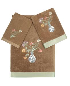 Набор из 3 банных полотенец Stella из турецкого хлопка с вышивкой Linum Home, цвет cocoa