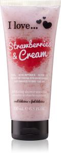 Гель для душа «Клубника и сливки» с отшелушивающим эффектом I Love, 200 мл