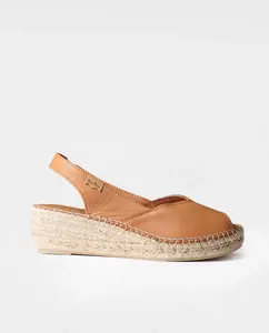 Женские кожаные эспадрильи на танкетке с резинкой Toni Pons, цвет Marrón claro