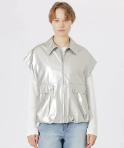 Рубашка-куртка на молнии из искусственной кожи Loveless, цвет Silver