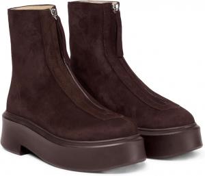 Женские ботильоны Coutgo с передней молнией, удобная платформа, плоский массивный каблук, округлый носок, повседневные зимние снежные ботинки, Chocolate