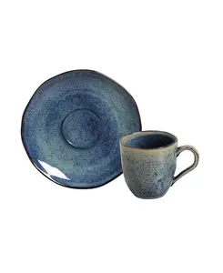 Набор кофейных чашек и блюдец из керамики, сервиз на 6 персон Porto Brasil, denim