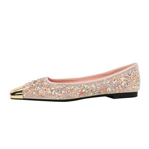 QITUMAUL Женские повседневные туфли Women's Gold - Pink, цвет Pink[Heel Height 1cm]