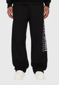 Разрезные фриттированные спортивные штаны с рельефным рисунком Dropsize, Black