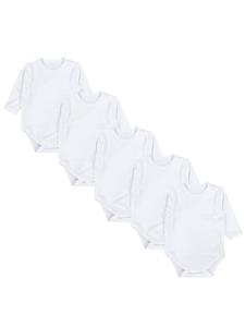 TupTam Детские боди с длинными рукавами и запахом, комплект из 5 штук, белого цвета