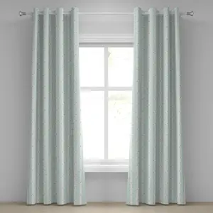 Штора на люверсах ABAKUHAUS, бирюзовая с белым, винтажная композиция в стиле шебби-шик с мелкими горошинами и украшениями, декоративная, двухпанельная, 280 см x 245 см, цвет: оранжевый, белый, синий Abakuhaus