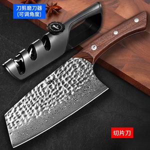 Mad Shark Кухонный нож для нарезки, дамасская сталь, с точилкой