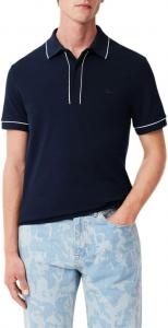 Футболка Lacoste Paris с коротким рукавом и контрастным воротником, Regular Fit, Navy Blue