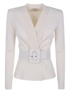 Вязаное изделие с поясом Elisabetta Franchi, белый