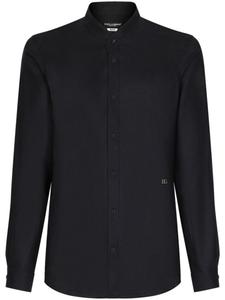 Dolce & Gabbana льняная рубашка с логотипом, черный
