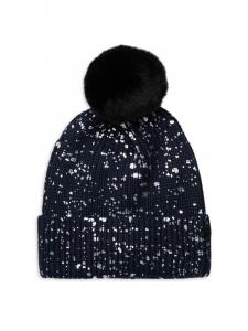 Шапка с отделкой из искусственного меха с брызгами краски Jocelyn, темно-синий