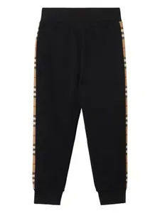 Спортивные брюки с лампасами в клетку Vintage Check BURBERRY KIDS, черный