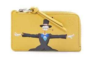 LOEWE Hal's Mobile Castle, Collaboration Cow Leather, кожаный картхолдер для монет унисекс Peach Charm Yellow