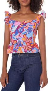 Женский топ GUESS Carine без рукавов с баской, Sundeck Tropic