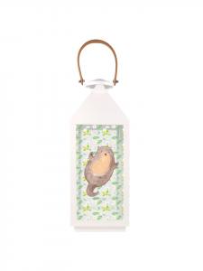 Фонарик-выдра обнимает, не говоря ни слова, на баннере  Mr. & Mrs. Panda, Transparent