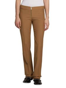 Шерстяные брюки на молнии спереди Stella McCartney, цвет Tobacco