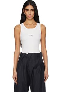 Mm6 Maison Margiela Белая трикотажная майка в рубчик