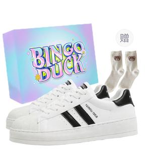 BINGO DUCK Легкие низкие женские кроссовки для скейтбординга белого цвета