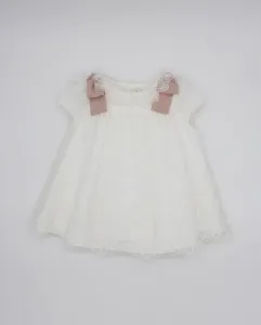 Платье из тюля для девочки с контрастными бантами Fina Ejerique, цвет Crudo