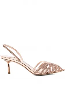 Босоножки с отделкой металлик и украшениями, каблук 60 мм Le Silla, розовый