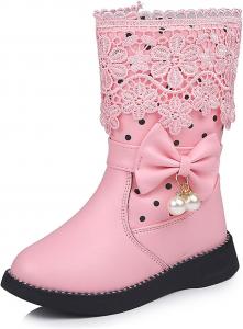 Детские боевые ботинки для девочек с модной боковой молнией, короткие удобные кожаные ботильоны на шнуровке, вестерн-зимние ботинки Generic, #011