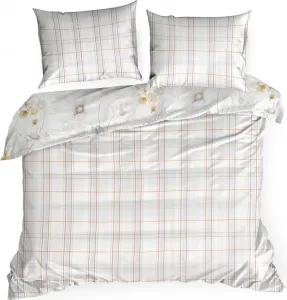 Комплект постельного белья 220x200 с цветочным рисунком белый двухсторонний + 2 наволочки 70x80 Eurofirany