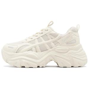 AGSDON Женские низкие массивные кроссовки 6,5 см бежевые [Всесезонные], цвет Beige[All-Season]