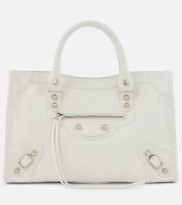 Городская маленькая кожаная сумка-тоут Le City Balenciaga, Optic White