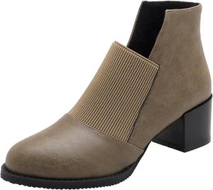 Женские ковбойские ботильоны Челси с круглым носком на низком каблуке, с эластичной вставкой, осенние элегантные короткие ботинки JOEUSTY, Dark Green