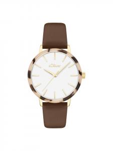 s.Oliver Наручные часы со стильным безелем из ацетата коричневого цвета