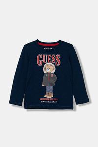 Детская хлопковая кофта с длинным рукавом Guess, темно-синий
