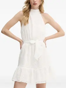 Платье мини с вырезом халтер и цветочной вышивкой GUESS USA, белый