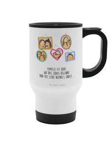 Mr. & Mrs. Panda Белый термос с изображением семейства ежей и надписью