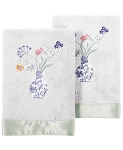 Набор из двух полотенец для рук Stella из турецкого хлопка с вышивкой Linum Home, Silver, 2 Piece Hand Towel Set